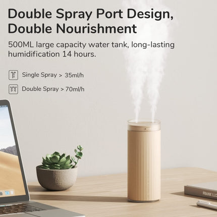 JisuLife HU16 Desktop Dual Mist Ports Humidifier, White Rechargeable, White Plug-in