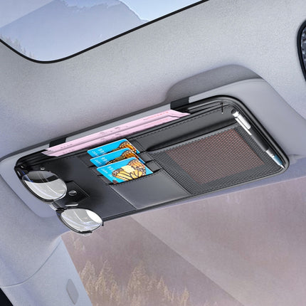 Car Sun Visor Card Glasses Holder Zipper Storage Bag