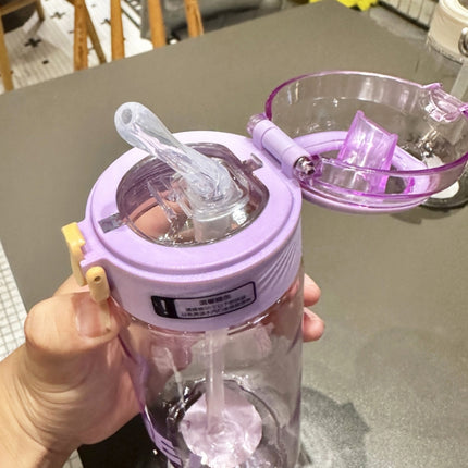 Student Portable Bouncing Straw Large Capacity Drop Resistant Plastic Cups, 550ml Green, 550ml White, 550ml Purple, 650ml Green, 650ml White, 650ml Purple, 800ml Green, 800ml White, 800ml Purple