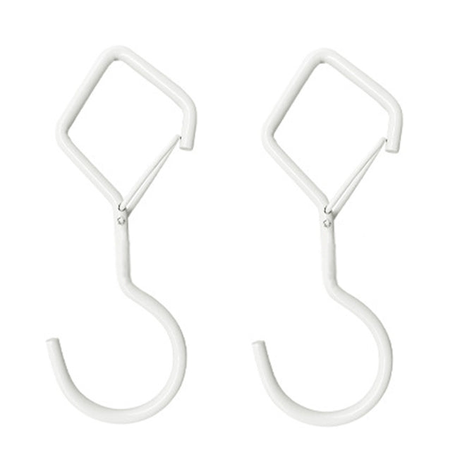 2pcs Household S Hooks For Hanging Metal Windproof Hooks With Safety Buckle, Black, White