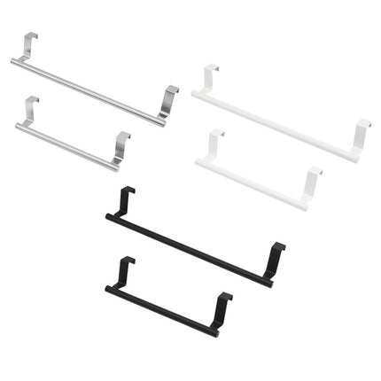 No-Punch Stainless Steel Over Door Towel Rack Cabinet Door Rag Hanging Holder, 23.5cm Silver, 23.5cm Black, 23.5cm White, 36.5cm Silver, 36.5cm Black, 36.5cm White