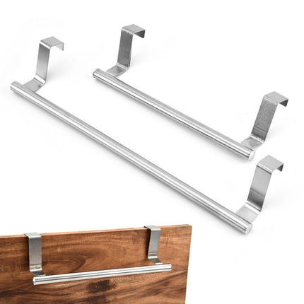 No-Punch Stainless Steel Over Door Towel Rack Cabinet Door Rag Hanging Holder, 23.5cm Silver, 23.5cm Black, 23.5cm White, 36.5cm Silver, 36.5cm Black, 36.5cm White