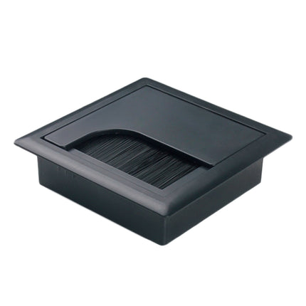 ABS Table Rectangle Wire Hole Cover Outlet Port With Brush PC Desk Cable Organizer, 80x80mm Black, 80x80mm Silver, 80x160mm Black, 80x160mm Silver, 80x160mm White, 100x200mm Silver