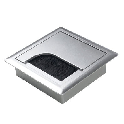 ABS Table Rectangle Wire Hole Cover Outlet Port With Brush PC Desk Cable Organizer, 80x80mm Black, 80x80mm Silver, 80x160mm Black, 80x160mm Silver, 80x160mm White, 100x200mm Silver