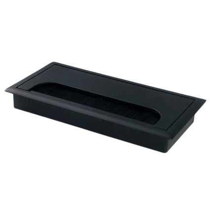 ABS Table Rectangle Wire Hole Cover Outlet Port With Brush PC Desk Cable Organizer, 80x80mm Black, 80x80mm Silver, 80x160mm Black, 80x160mm Silver, 80x160mm White, 100x200mm Silver