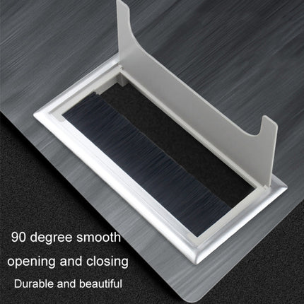 ABS Table Rectangle Wire Hole Cover Outlet Port With Brush PC Desk Cable Organizer, 80x80mm Black, 80x80mm Silver, 80x160mm Black, 80x160mm Silver, 80x160mm White, 100x200mm Silver