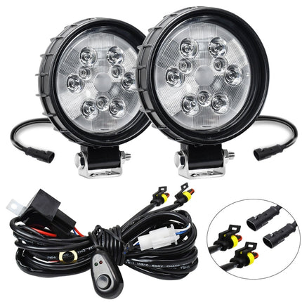 12W 9-30V Car Mixed Light Work Light With Wire Set, Square, Round