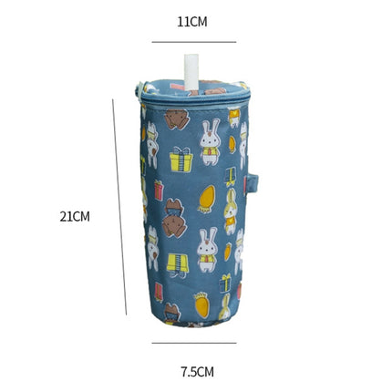 Portable Milk Tea Tote Bag Heat Preservation Eco-friendly Handbag Carrying Insulated Cup Cover, Lemon, Cats, Ice Cream, Bunny