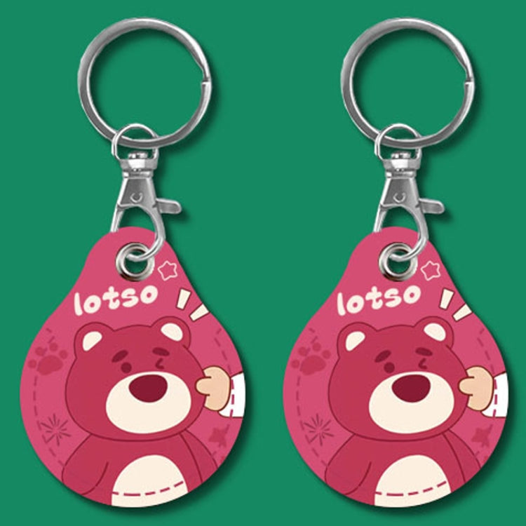2pcs Cute Sensor Access Door Card Cover Keychain Elevator Water Drops Round Key Holder, Black, Pink, Wine Red, Pinch Winnie the Pooh, Pinch Strawberry Bear, Purple Rabbit, Cookie Doraemon, Fortune Cat, Circus, Starry Bear, Starry Bunny, Rich Woman Red�...