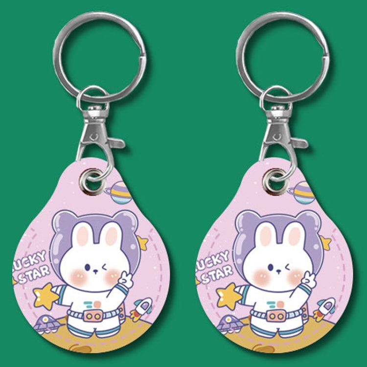 2pcs Cute Sensor Access Door Card Cover Keychain Elevator Water Drops Round Key Holder, Black, Pink, Wine Red, Pinch Winnie the Pooh, Pinch Strawberry Bear, Purple Rabbit, Cookie Doraemon, Fortune Cat, Circus, Starry Bear, Starry Bunny, Rich Woman Red�...