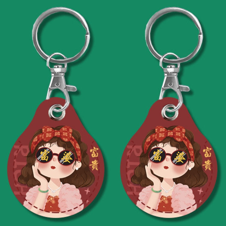 2pcs Cute Sensor Access Door Card Cover Keychain Elevator Water Drops Round Key Holder, Black, Pink, Wine Red, Pinch Winnie the Pooh, Pinch Strawberry Bear, Purple Rabbit, Cookie Doraemon, Fortune Cat, Circus, Starry Bear, Starry Bunny, Rich Woman Red�...