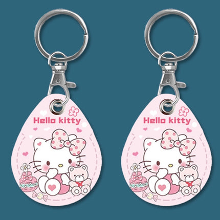 2pcs Cute Sensor Access Door Card Cover Keychain Elevator Water Drops Round Key Holder, Black, Pink, Wine Red, Pinch Winnie the Pooh, Pinch Strawberry Bear, Purple Rabbit, Cookie Doraemon, Fortune Cat, Circus, Starry Bear, Starry Bunny, Rich Woman Red ...