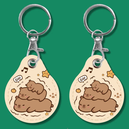 2pcs Cute Sensor Access Door Card Cover Keychain Elevator Water Drops Round Key Holder, Fortune Tiger, Pepsi Doraemon, Three Capybaras, Crocodile Bara, Lina Belle, Congratulations, Bow Tie Bear, English Winnie the Pooh, English Lotso, Melody           ...