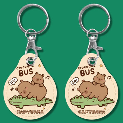 2pcs Cute Sensor Access Door Card Cover Keychain Elevator Water Drops Round Key Holder, Fortune Tiger, Pepsi Doraemon, Three Capybaras, Crocodile Bara, Lina Belle, Congratulations, Bow Tie Bear, English Winnie the Pooh, English Lotso, Melody           ...