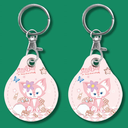 2pcs Cute Sensor Access Door Card Cover Keychain Elevator Water Drops Round Key Holder, Crocodile Bara, Lina Belle, Congratulations, Bow Tie Bear, English Winnie the Pooh, English Lotso, Melody, Cute Cinnamoroll, White Mickey Head, Muffled Pooh Bear   ...