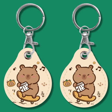 2pcs Cute Sensor Access Door Card Cover Keychain Elevator Water Drops Round Key Holder, Fortune Tiger, Pepsi Doraemon, Three Capybaras, Crocodile Bara, Lina Belle, Congratulations, Bow Tie Bear, English Winnie the Pooh, English Lotso, Melody           ...