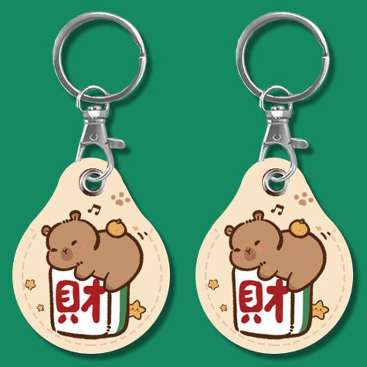 2pcs Cute Sensor Access Door Card Cover Keychain Elevator Water Drops Round Key Holder, Fortune Tiger, Pepsi Doraemon, Three Capybaras, Crocodile Bara, Lina Belle, Congratulations, Bow Tie Bear, English Winnie the Pooh, English Lotso, Melody�����������...
