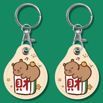 2pcs Cute Sensor Access Door Card Cover Keychain Elevator Water Drops Round Key Holder, Crocodile Bara, Lina Belle, Congratulations, Bow Tie Bear, English Winnie the Pooh, English Lotso, Melody, Cute Cinnamoroll, White Mickey Head, Muffled Pooh Bear   ...