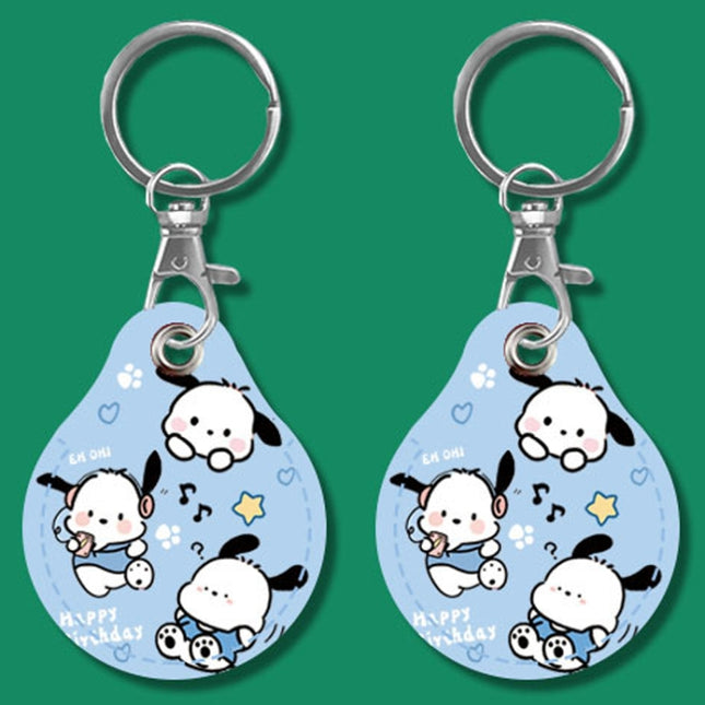 2pcs Cute Sensor Access Door Card Cover Keychain Elevator Water Drops Round Key Holder, Three Pachas, Three Pandas, Three Mickeys, Lovely Pacha