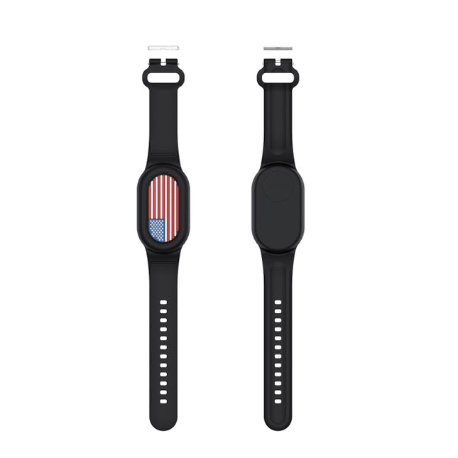 For Samsung Galaxy SmartTag 2 Bracelet Waterproof Silicone Wristband, Black Flag, Blue Paw Prints, Pink Bee, Black Dinosaur, Black Flower, Green Flower