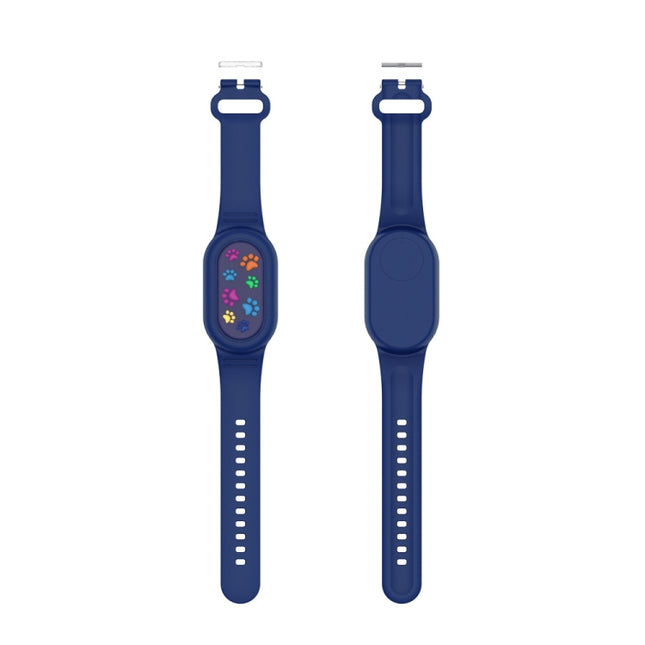 For Samsung Galaxy SmartTag 2 Bracelet Waterproof Silicone Wristband, Black Flag, Blue Paw Prints, Pink Bee, Black Dinosaur, Black Flower, Green Flower