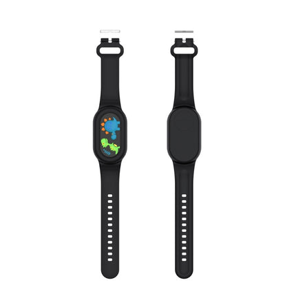 For Samsung Galaxy SmartTag 2 Bracelet Waterproof Silicone Wristband, Black Flag, Blue Paw Prints, Pink Bee, Black Dinosaur, Black Flower, Green Flower