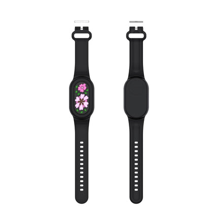 For Samsung Galaxy SmartTag 2 Bracelet Waterproof Silicone Wristband, Black Flag, Blue Paw Prints, Pink Bee, Black Dinosaur, Black Flower, Green Flower