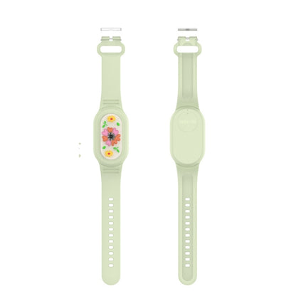 For Samsung Galaxy SmartTag 2 Bracelet Waterproof Silicone Wristband, Black Flag, Blue Paw Prints, Pink Bee, Black Dinosaur, Black Flower, Green Flower
