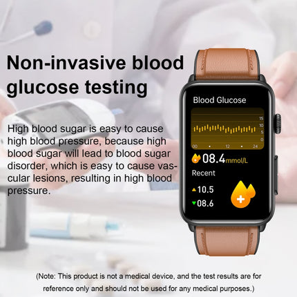 Smart Watch Ring ECG Temperature Heart Rate Blood Pressure Health Bluetooth Talking Watch, Black Silicone, Red Silicone, Blue Silicone, Black Leather, Brown Leather