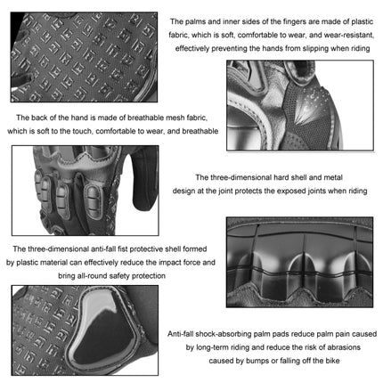 GHOST RACING Motorcycle Riding Anti-fall Breathable Rubber Shell Touch Screen Gloves, M, L, XL, XXL