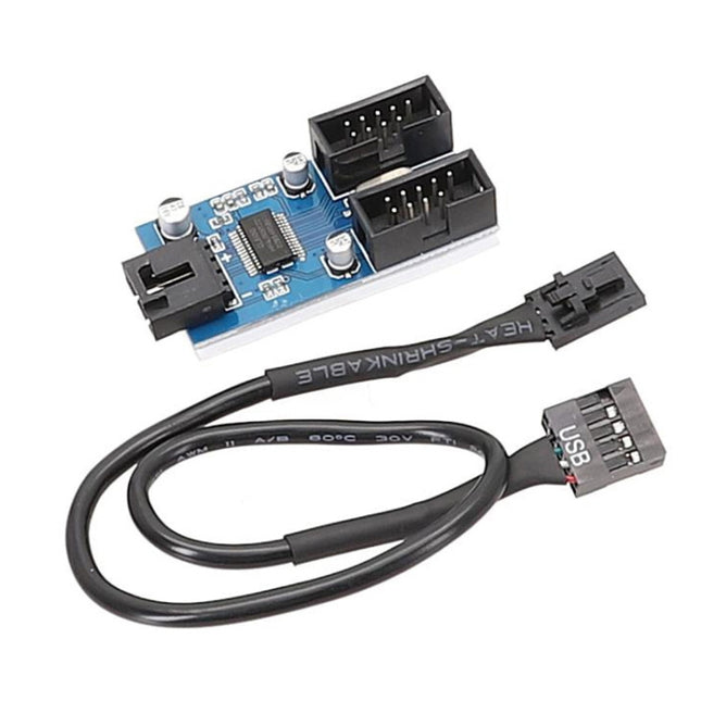 Motherboard 9Pin USB2.0 1 In 2 Extension Cable With Chip Support Multiple Interface For Shared Use, 1 In 2