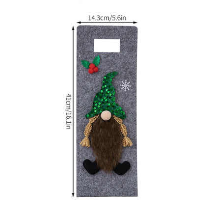 Christmas Cartoon Wine Bottle Cover Holiday Party Decoration Gift Bag, Red, Green, Pink, Black
