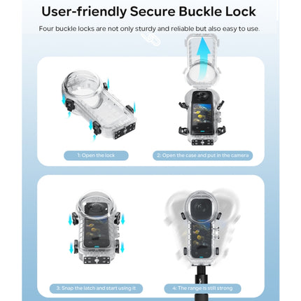 For Insta360 X4 aMagisn 50m Depth Waterproof Protective Case Quick Release Invisible Diving Cover