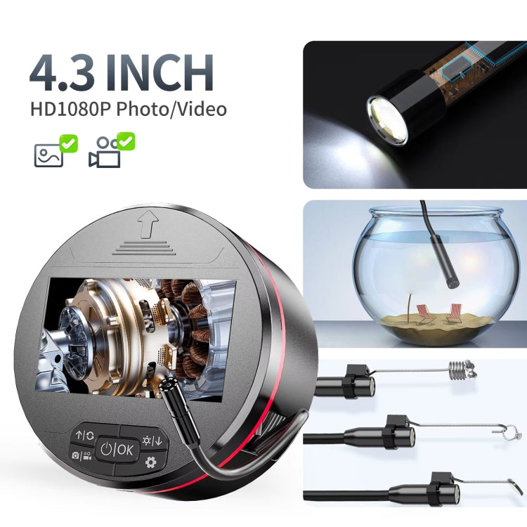 8mm Pipeline Camera Engine Cylinder Endoscope With Screen, 2m Hard Wire, 5m Hard Wire