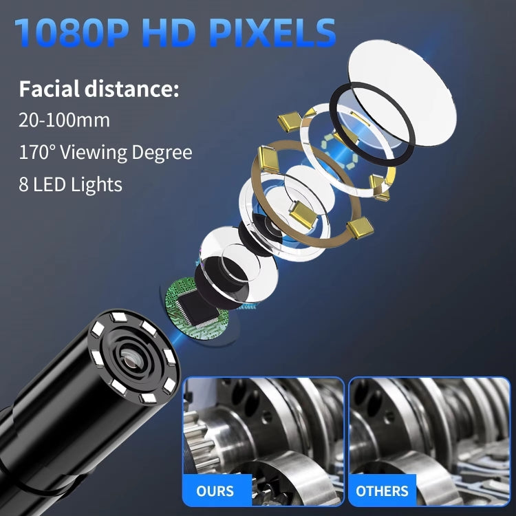 8mm Pipeline Camera Engine Cylinder Endoscope With Screen, 2m Hard Wire, 5m Hard Wire