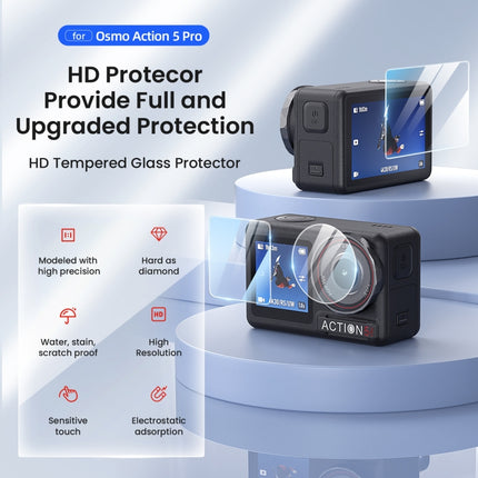 For DJI Osmo Action 5 Pro aMagisn 9H Hardness Tempered Glass Set, Package A, Package B