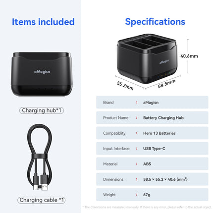 For GoPro HERO13 Black AMagisn Battery Charger Charging Seat