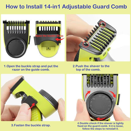 For Philips OneBlade QP2520 QP2530 QP2630 Electric Trimmer Shaver, Partial Comb, Body Comb, 14-length  Guide Comb, 4 In 1