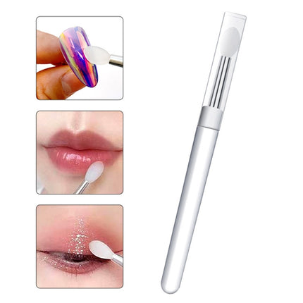 Nail Art Silicone Applicator Sticks Multi-Purpose Dabbing Powder Glitter Eyeshadow Brush Applying Manicure Tool, 2pcs