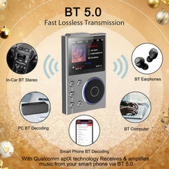 2.4 Inch HIFI Bluetooth Music Player DSD256 Mastering Sound Quality Walkman, 16GB, 16GB+8GB, 16GB+16GB, 16GB+32GB