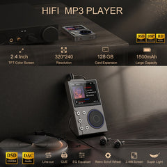 2.4 Inch HIFI Bluetooth Music Player DSD256 Mastering Sound Quality Walkman, 16GB, 16GB+8GB, 16GB+16GB, 16GB+32GB