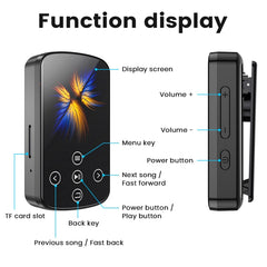 MP3 Bluetooth Music Player HIFI Sports Clip Touch Screen MP4, No TF Card, 8GB, 16GB, 32GB, 64GB, 128GB