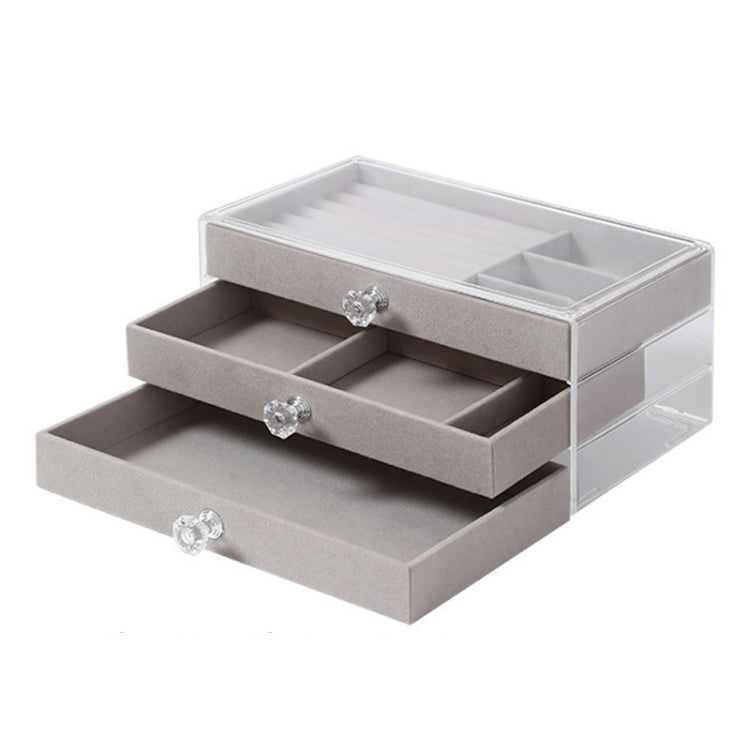 Three-Layer Velvet Dustproof Drawer Earrings Jewelry Storage Box