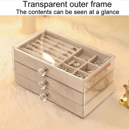Three-Layer Velvet Dustproof Drawer Earrings Jewelry Storage Box