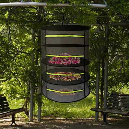 60cm Foldable Hanging Herb Plant Drying Net With Zipper, 2 Layer, 4 Layer, 6 Layer, 8 Layer