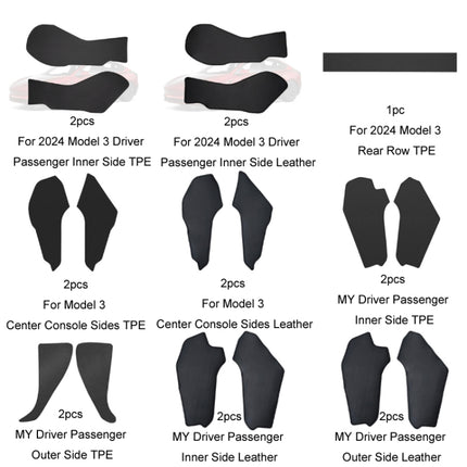 For Tesla Center Console Side Anti-kick Protective Pad, For 2024 Model 3 Driver Passenger Inner Side TPE, For 2024 Model 3 Driver Passenger Inner Side Leather, For 2024 Model 3 Rear Row TPE, For Model 3 Center Console Sides TPE                         ...