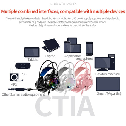 YINDIAO Q7 Colorful Light Computer Wired Headset USB Gaming Headset, Dual 3.5mm + USB Black, Dual 3.5mm + USB White, Dual 3.5mm + USB Pink, USB7.1 Sound Card White, USB7.1 Sound Card Pink