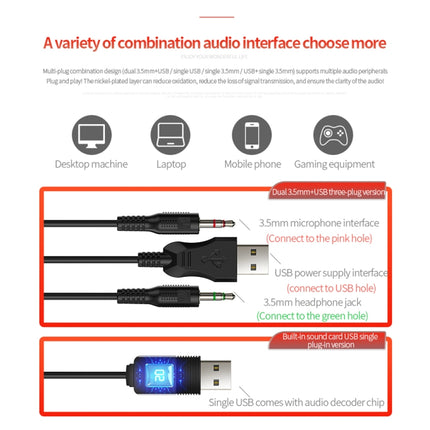 YINDIAO Q7 Colorful Light Computer Wired Headset USB Gaming Headset, Dual 3.5mm + USB Black, Dual 3.5mm + USB White, Dual 3.5mm + USB Pink, USB7.1 Sound Card White, USB7.1 Sound Card Pink