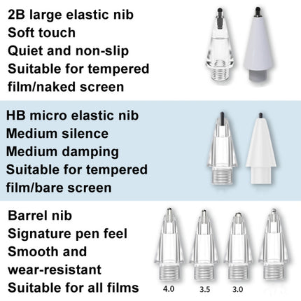 For Huawei M-Pencil 2 / 3 Mute Damping Anti-slip Replacement Nibs, 2B Gray, 2B White, 2H Transparent, 2H Gray, 2H White, 2B High Elasticity Transparent, 2B High Elasticity White, HB Micro Elastic Transparent, HB Micro Elastic White                     ...