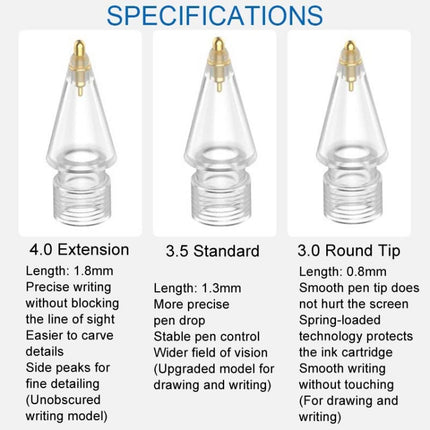 For Apple Pencil Series Replacement Nibs Modified Nibs, 4.0 Extended White Shell Silver Tip, 3.5 Standard White Shell Silver Tip, 3.0 Round Head White Shell Silver Tip, 4.0 Extended White Shell Gold Tip, 3.5 Standard White Shell Gold Tip               ...